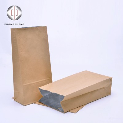 Eco-friendly recyclable BBQ Kebab hot dog chicken square bottom aluminum foil lined paper bag for hot food