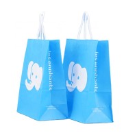 Custom Logo Print Wholesale Grocery White Brown Kraft Paper Gift Bag with Handle Item Industrial Surface Packaging