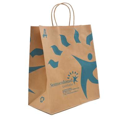 China supplier carry out brown paper bag with handle for restaurant food packaging