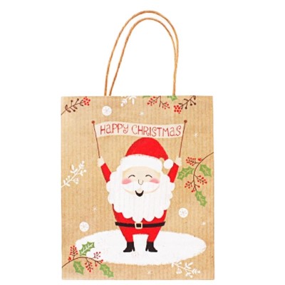 Christmas  brown kraft paper gift shopping bag grocery bag with twist handles