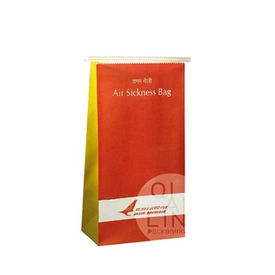 wholesale custom logo airplane sick vomit barf bag with closure strips