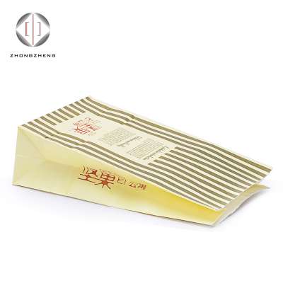 Craft paper material foil lined tin tie paper bag witn window for coffee packaging