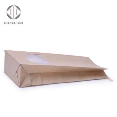 Disposable self sealing kraft resealable tin tie poly lined paper bag with window