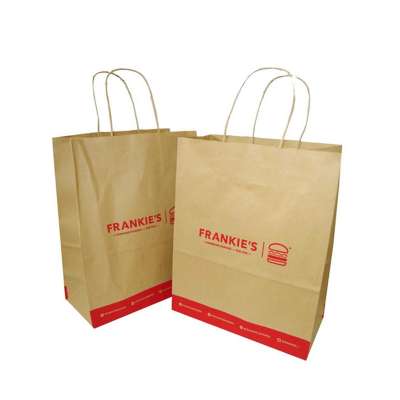 cheap and high quality recycled brown food kraft paper bag with twisted/flat handle