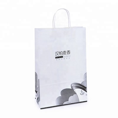 wholesale custom biscuit cake cookie paper packaging snack food white kraft paper bags with handle