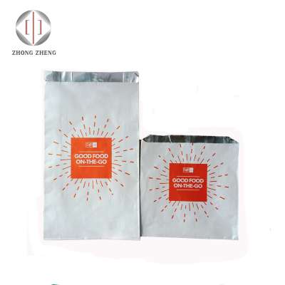 food grade  hot food restaurant aluminum foil lined paper bag