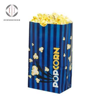 2018 new product craft paper bag/flat bottom greaseproof popcorn bag with logo