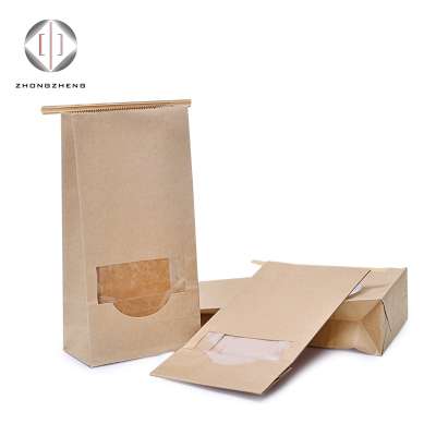 OEM brown kraft square bottom paper bags for grocery and grain with own logo