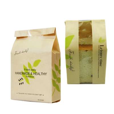 Food grad packaging craft paper bag for bread with clear window