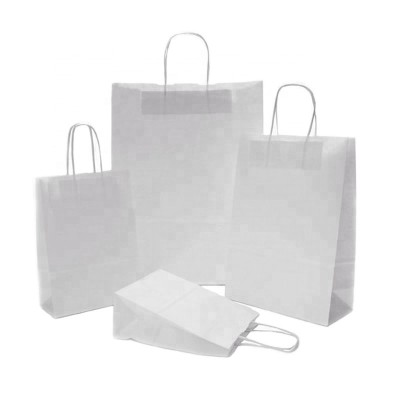 Recycled custom white kraft paper shopping bag gift paper bags with your own logo