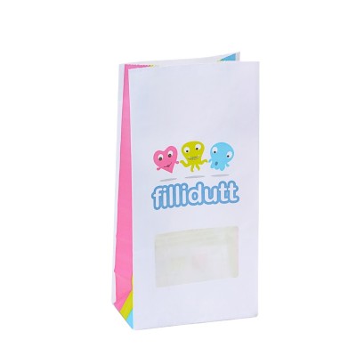 PE coated square bottom professional white grease proof craft paper bags with window