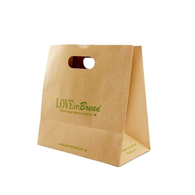 die cut handle brown kraft food grade paper bag making machine price