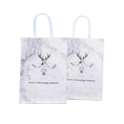 Best Selling High Quality Geometric Design 210gsm Paper Gift Bags with Flat Paper Handles Custom Handmade Customized